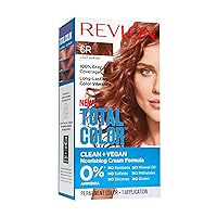 Revlon Permanent Hair Color, Permanent Hair Dye, Total Color with 100% Gray Coverage, Clean & Vegan, 6R Light Auburn, 3.5 oz