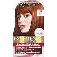 Excellence Creme Permanent Triple Care Hair Color, 6R Light Auburn, Gray Coverage For Up to 8 Weeks, All Hair Types, Pack of 1 L'Oreal Paris Excellence Creme Permanent Triple Care Hair Color, 6R Light Auburn, Gray Coverage For Up to 8 Weeks, All Hair Types, Pack of 1