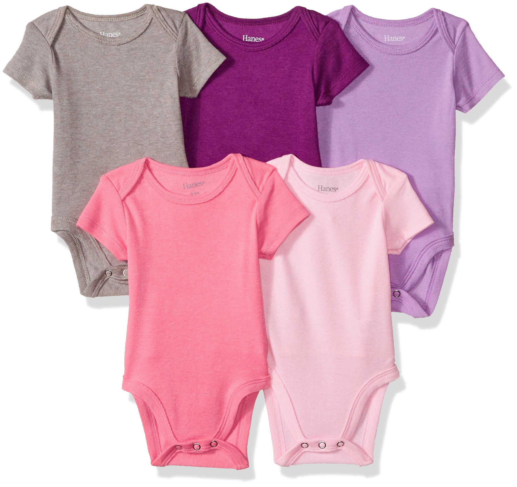 Hanes Baby Bodysuits, Ultimate Baby Flexy Bodysuits, Infant Short Sleeve, 5-Pack