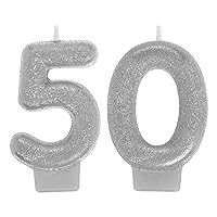 Sparkling Celebration 50th Silver Numeral Candles - 3