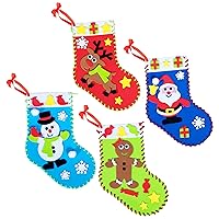 READY 2 LEARN Christmas Crafts - Create Your Own Christmas Stockings - Foam - Set of 4 - Christmas Decorations for Home - All Materials Included