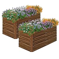 SnugNiture 2 Pcs 4x2x2FT Raised Garden Bed Galvanized Planter Garden Boxes Outdoor, Deep Root Planter Raised Bed for Vegetables Flowers Herbs,Brown