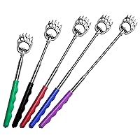 RMS 5 Pack Telescoping Back Scratcher - Extendable Telescope Back Scratchers - Bear Claw Metal Telescopic Backscratcher Eliminating Back Itching in Black, Blue, Green, Purple, Red Color