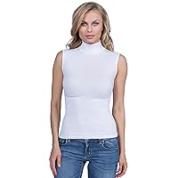 ® Premium Quality Cotton Women's Turtleneck Sleeveless Top. Proudly Made in Italy.
