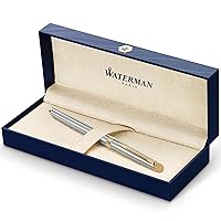 Waterman Hémisphère Rollerball Pen, Stainless Steel with 23k Gold Trim, Fine Point with Black Ink Cartridge, Gift Box