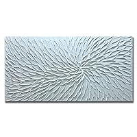 Yika Art Canvas Paintings, Wall Art Thick Texture White Flower Modern Gorgeous Abstract Hand Painted Abstract Oil Painting on Canvas Modern Wall Art Decor 24x48 inches