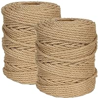 656 Ft x 6 MM Natural Jute Twine, 1/4” Heavy Duty Hemp Rope, 100% Natural Twisted Twine Hemp Rope for Cat Tree Tower,Strong Burlap Cord for DIY Crafts Gardening Hammock Home Decorating Gift Wrapping