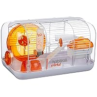 Cristal Hamster Cage, Small Animal Habitat with Hamster Wheel, Water Bottle and Hideout,White
