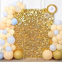 Shimmer Wall Backdrop Sequin Panels Gold Decoration Shimmer Panels(Pack of 24) Photo Backdrops for Birthday Valentines Anniversary Engagement Parties Decoration
