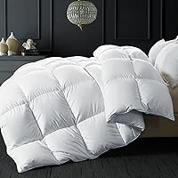 ELNIDO QUEEN® Goose Feather Down Comforter Queen Size - White Down Duvet Insert - Luxurious Fluffy Hotel Style Bedding Comforter - 100% Cotton Cover All Season - Queen Size (90x90 Inch)