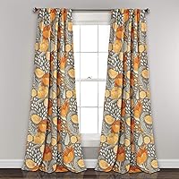 Lush Decor x 52” Yellow and Gray Poppy Garden Curtains Light Filtering Window Set for Living, Dining, Bedroom, 108 in L Panel Pair, Yellow & Gray