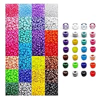 Pony Beads, 4200pcs 28 Colors Plastic Beads for Craft Bracelets Making, Hair Beads for Braids, Colored Beads for DIY Projects - Individually Wrapped (6x9mm)