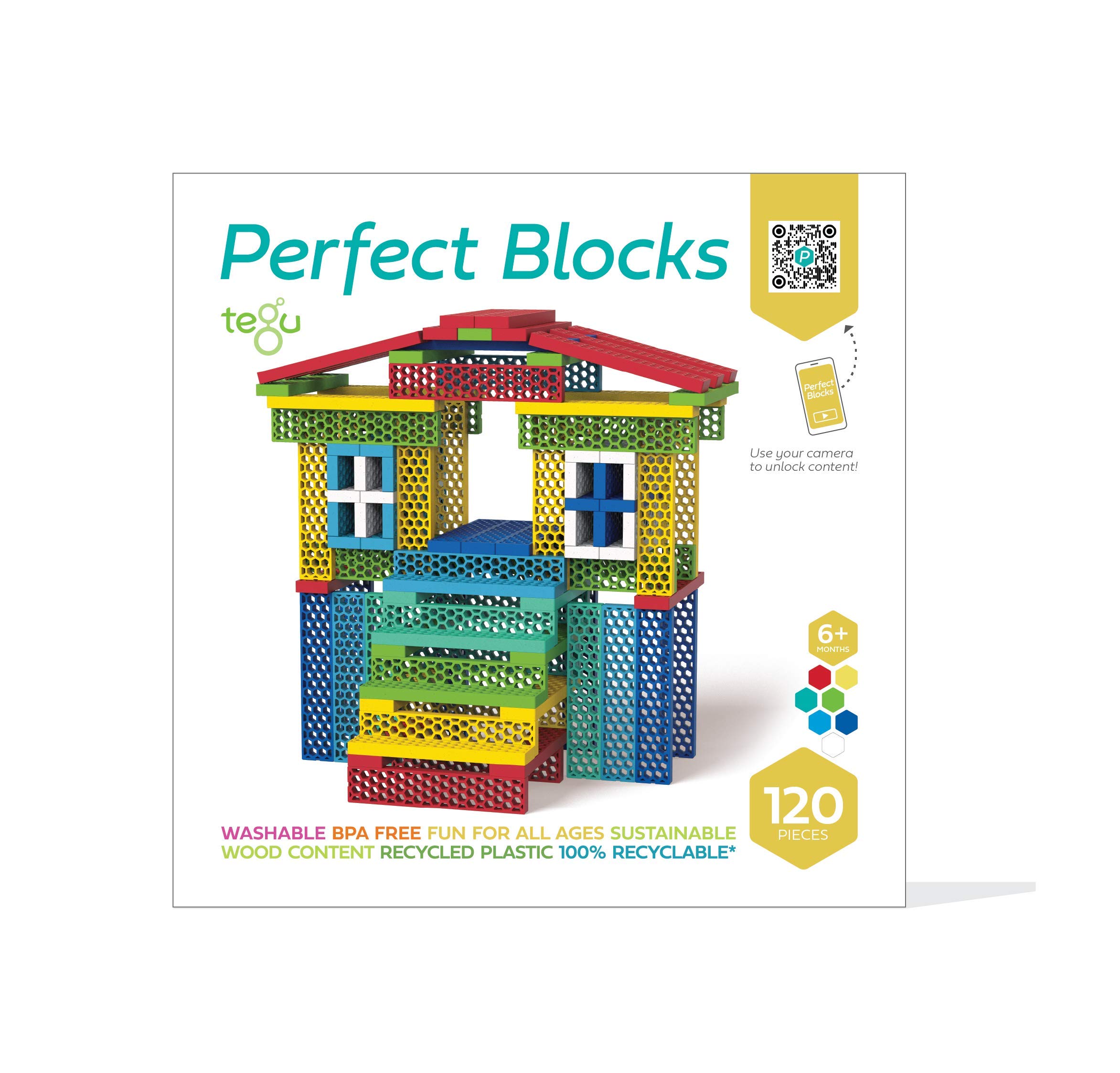 Tegu 120 Piece Perfect Blocks Building Set, Rainbow (Amazon Exclusive)