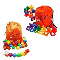 Skoolzy Occupational Therapy Toddler Toys - Jumbo Primary Lacing and Nuts and Bolts - Montessori Fine Motor Montessori Toys