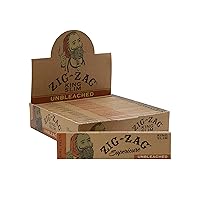 Zig-Zag Rolling Papers Unbleached - King Slim Size, Natural Gum Arabic - 110 mm - 6 Pack and 24 Booklets Retailers Box. (24 Pack Carton)