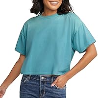 Hanes Womens Originals Cropped T-Shirt, 100% Cotton Tees For Women, Garment Washed