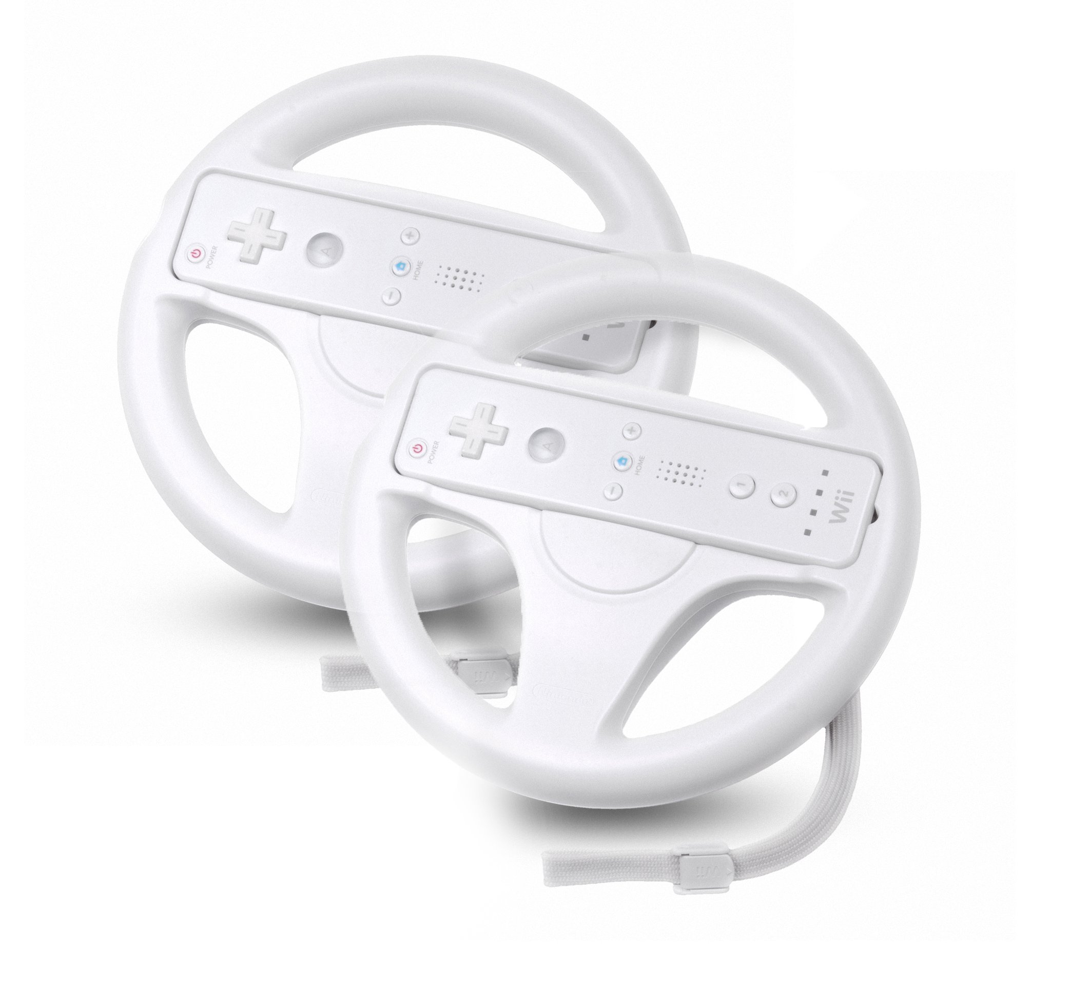 Beastron Bluetooth Mario Kart Racing Wheel Compatible with Nintendo Wii, 2 Sets White Color Bundle
