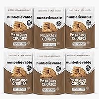 Nunbelievable Pecan Sandy Keto Cookies | Delicious Sugar Free Diabetic Snacks | Non GMO and Grain Free Keto Snack | Healthy Snacks for Adults | 2.26 Ounce Bags, Pack of 6