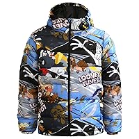 Southpole Men's Looney Tunes Bugs Bunny Graphic Printed Hooded Puffer Jacket