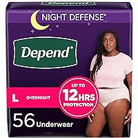 Depend Night Defense Adult Incontinence & Postpartum Bladder Leak Underwear for Women, Disposable, Overnight, Large, Blush, 56 Count (4 Packs of 14), Packaging May Vary