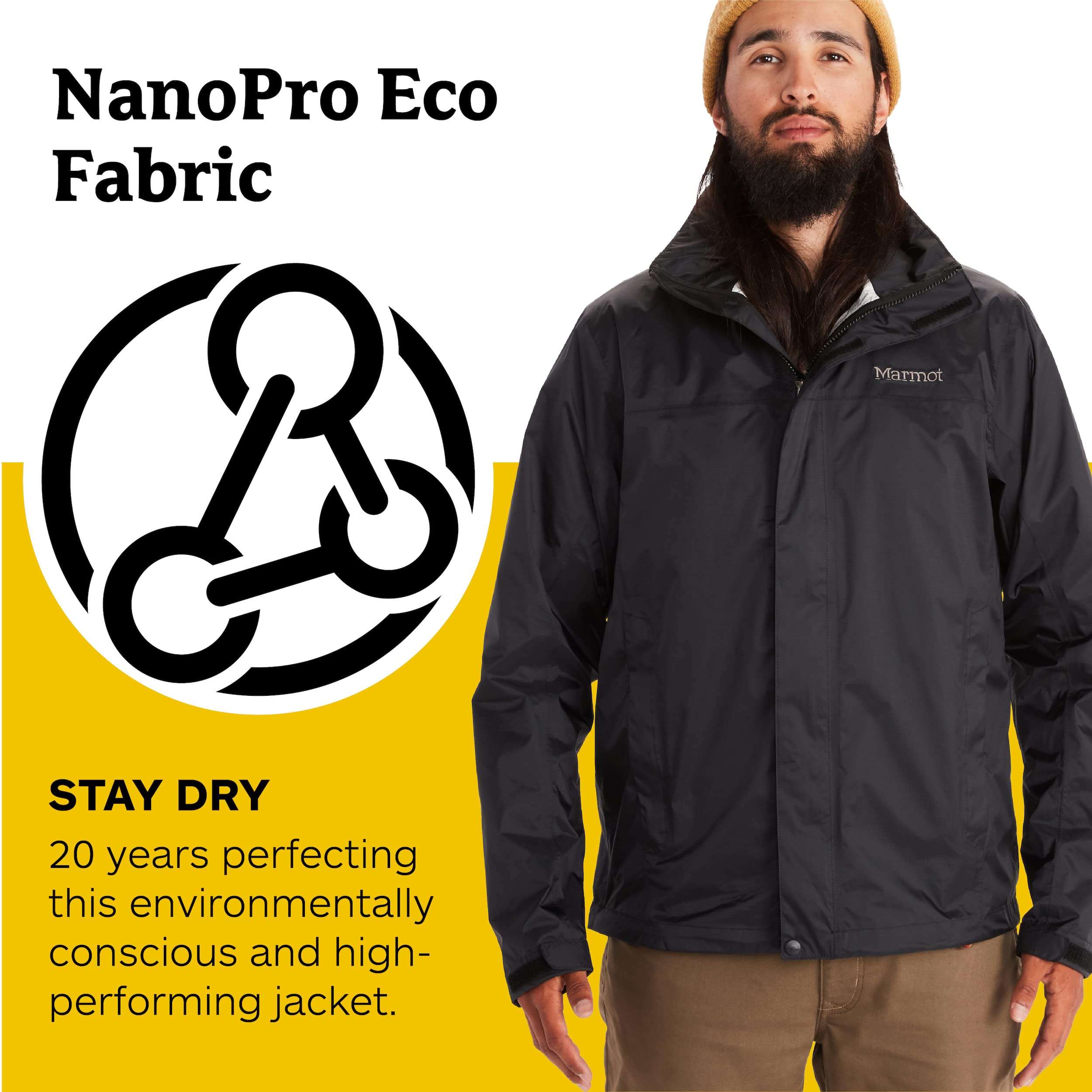 MARMOT Men's PreCip Eco Jacket Breathable, Recycled, Waterproof