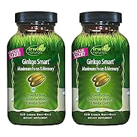 Ginkgo Smart Powerful Nootropic Brain Booster - Supports Maximum Memory, Focus & Mental Clarity with DMAE, Clubmoss, Choline & Acetyl L-Carnitine - 120 Liquid Softgels Twin Pack