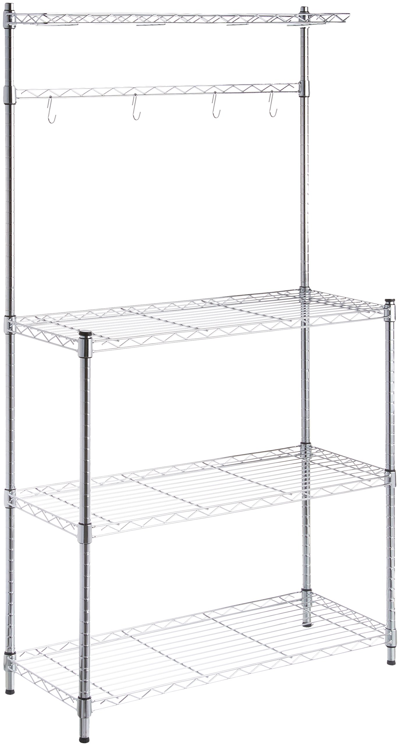 Amazon Basics 3 Tier Kitchen Storage Baker's Rack With Removeable Top, Wood/Chrome, 14