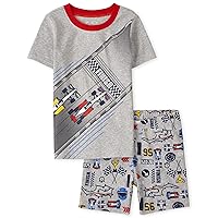 The Children's Place Boys' Snug Fit 100% Cotton Sleeve Top and Shorts 2 Piece Pajama Set