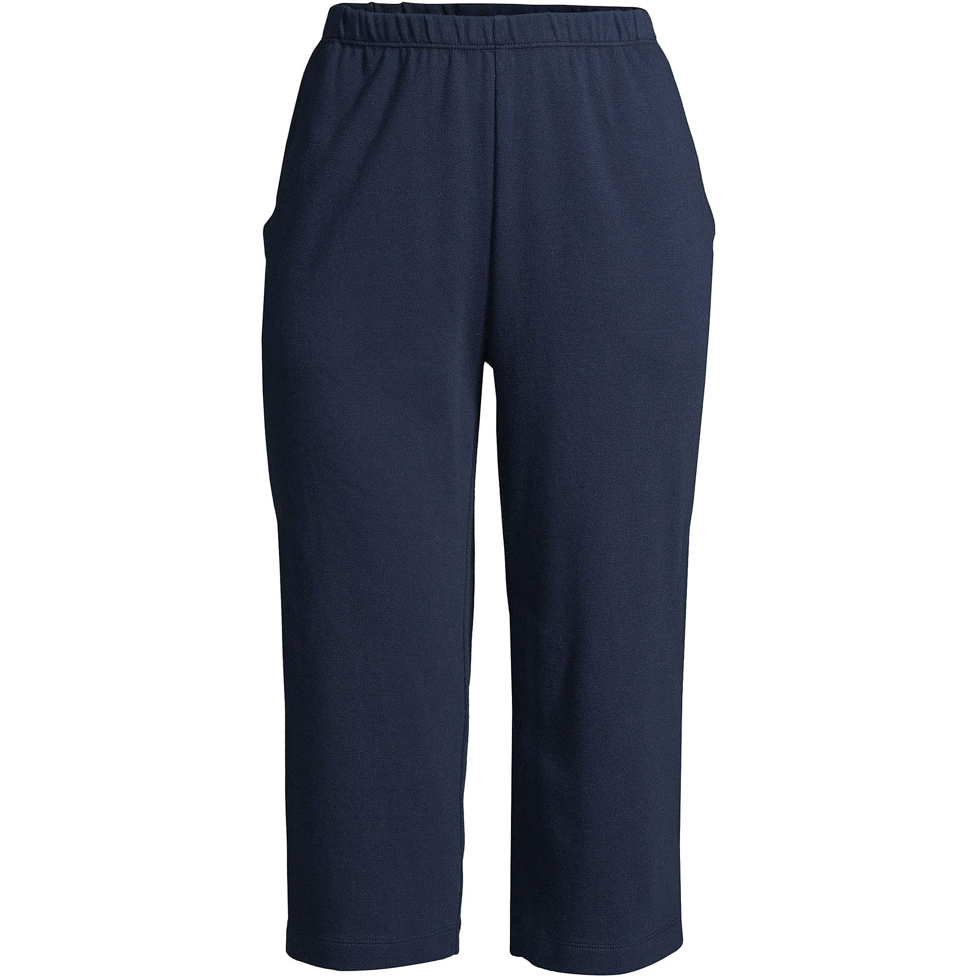 Lands' End Women's Sport Knit High Rise Elastic Waist Capri Pants