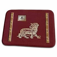 3dRose Gold Angora Goat on Red with Chinese Sign of the Goat - Dish Drying Mats (ddm-186416-1)