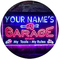 ADVPRO Personalized Your Name Est Year Theme Garage Man Cave Decor Dual Color LED Neon Sign Red & Blue 24