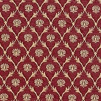 B643 Red Floral Trellis Jacquard Woven Upholstery Fabric by The Yard