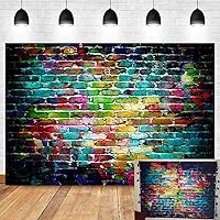 9x6FT Colorful Brick Wall Photography Backdrop Vinyl Graffiti Backdrops Adults Children Portrait Photo Background Studio Props Booth Birthday Party Decor Supplies Photoshoot 2.7x1.8m