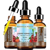 Italian CHERRY KERNEL OIL 100% Pure Natural Refined Undiluted Cold Pressed Carrier Oil for Face, Skin, Body, Feet, Hair, Massage, Nails. 1 Fl. oz - 30 ml. by Botanical Beauty