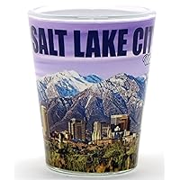 Salt Lake City Utah Promo Purple Skyline Shot Glass