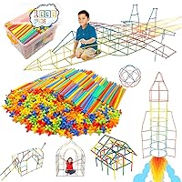 1000 Pieces Construction Straws and Connectors Toys, Fort Building Toys for Kids, STEM Creative Building Games for Boys and Girls Ages 4 5 6 7 8 Years Old