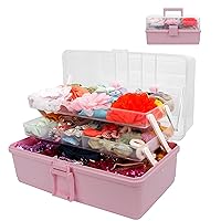 Hair Bow Holder Organizer for Headbands, Hair Clips, Hair Ties, Scrunchies, Baby Girl Hair Accessories Storage Box, Three-layer Folding Storage Organizer (Without Accessories)