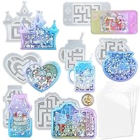 Epoxy Resin Maze Shaker Molds Set with Beads, Seal Films 13-Count Castle, Heart, Drink, Fish Tank, Straw Cup, Handheld Game, Camera