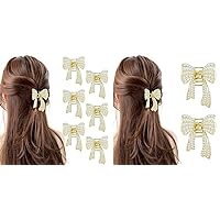 papasgix 6pcs Pearl Hair Claw Clips, Bow Claw Clips, Butterfly Hair Clips, Small Gold Metal Claw Clips, Hair Accessory for Women Girls