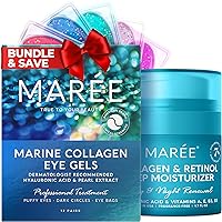 MARÉE Eye Gels & Collagen Moisturizer Face Cream Bundle - Under Eye Gels for Puffy Eyes and Dark Circles, Anti Aging Face Cream with Hydrating Effect - Marine Collagen & Hyaluronic Acid, Retinol
