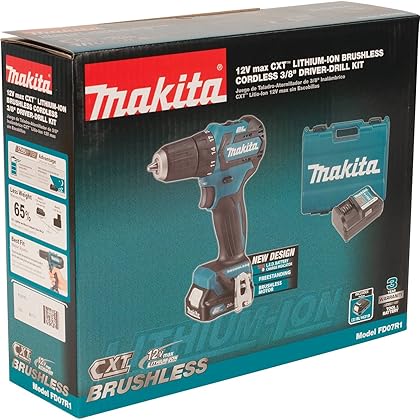 Makita FD07R1 12V MAX CXT Lithium-Ion Brushless Cordless Driver-Drill Kit, 3/8