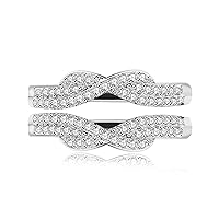 Simulated Diamond Princess Crown Ring Wraps and Enhancers Wedding Engagement Rings Guard Enhancer
