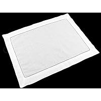 CleverDelights White Linen Hemstitched Placemats - 6 Pack - 14