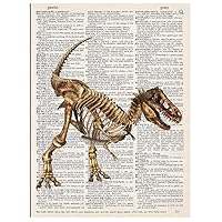 T-Rex Bones Dinosaur Dictionary Page Pop Art Wall or Desk Art Print Poster