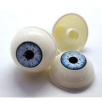 Pair of Realistic Life size Human/Zombie Acrylic Eyes for Halloween PROPS, MASKS, DOLLS (LIGHT BLUE eyes) 26mm