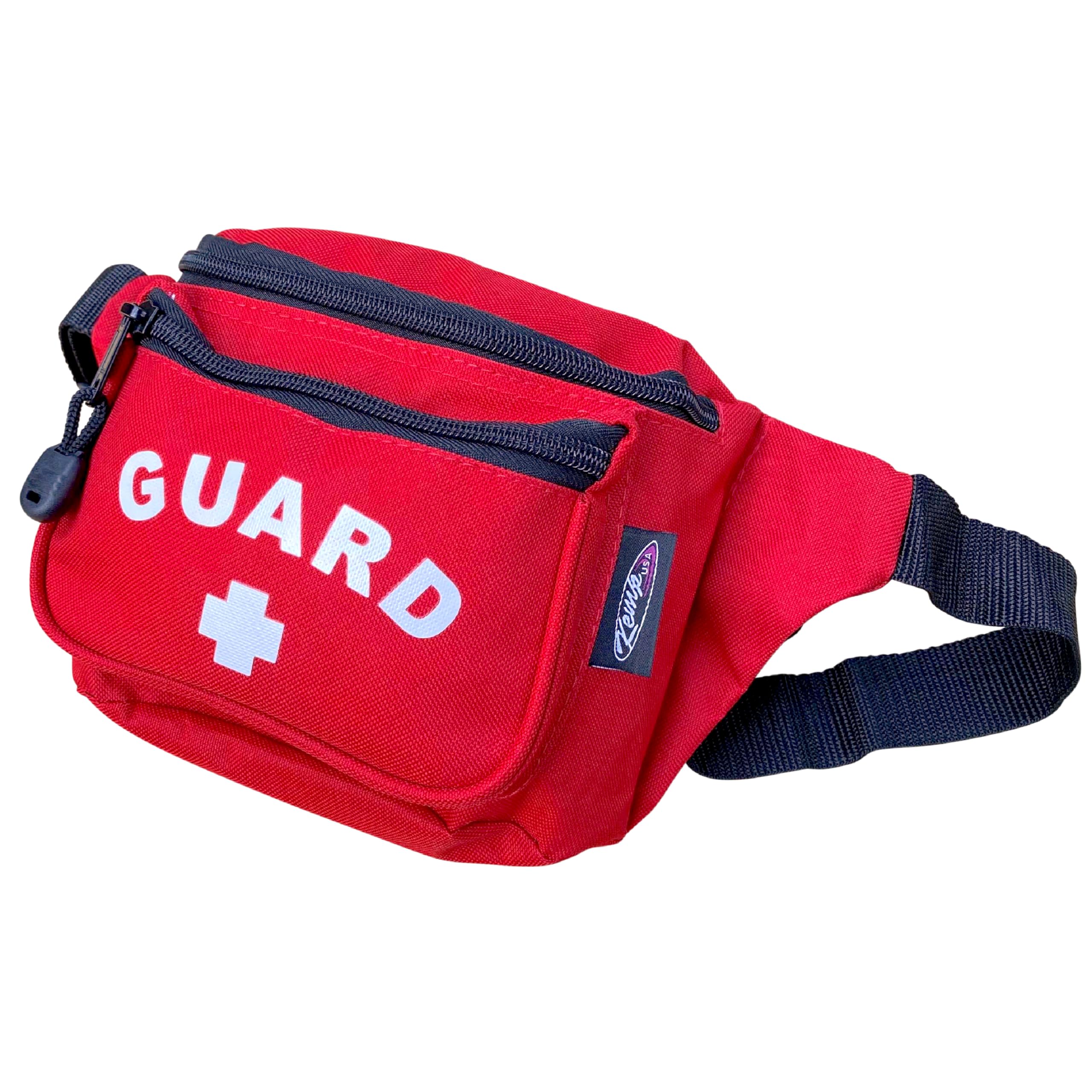 Kemp USA Lifeguard Fanny/Hip Pack with GUARD Logo, Water Resistant & Durable, Red