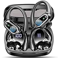 Wireless Earbud, Sport Bluetooth 5.3 Headphones with Earhooks Wireless Earphones in-Ear with Deep Bass Stereo Bluetooth Earbud 50H Playtime, Dual LED Display, IP7 Waterproof, Noise Cancelling, Running