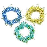 Linpeng 3 Piece Fiona 040520-A Hawaii Style Flower Plastic Beads Stretch Bracelet Set