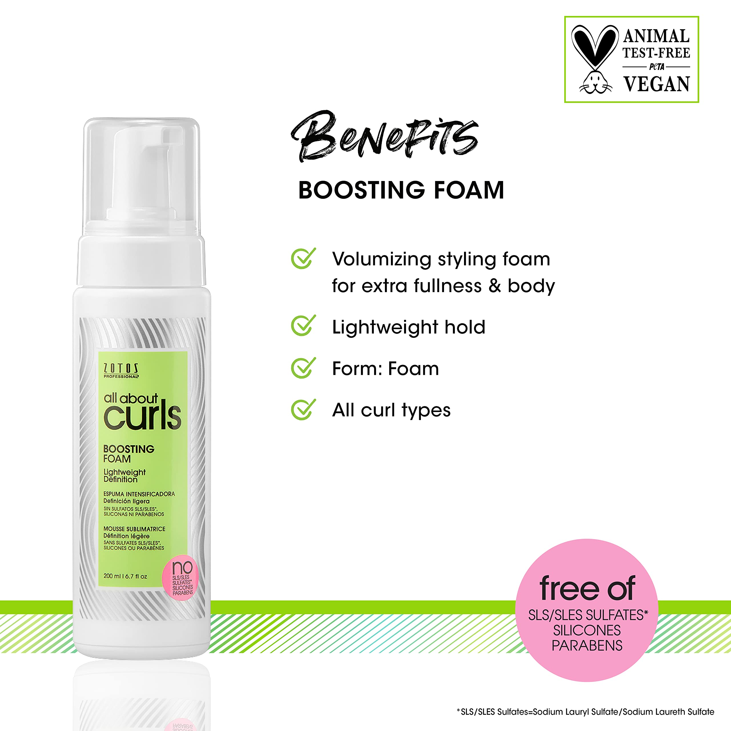 All About Curls Boosting Foam | Lightweight Definition Hold | Volumizing Extra Fullness & Body | All Curly Hair Types