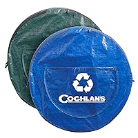 Coghlan's Pop-Up Campsite Trash and Recycling Bin, 2-Pack Combo, Tear-Resistant Polyethylene, 29.5 Gallon Volume (Black/Blue)